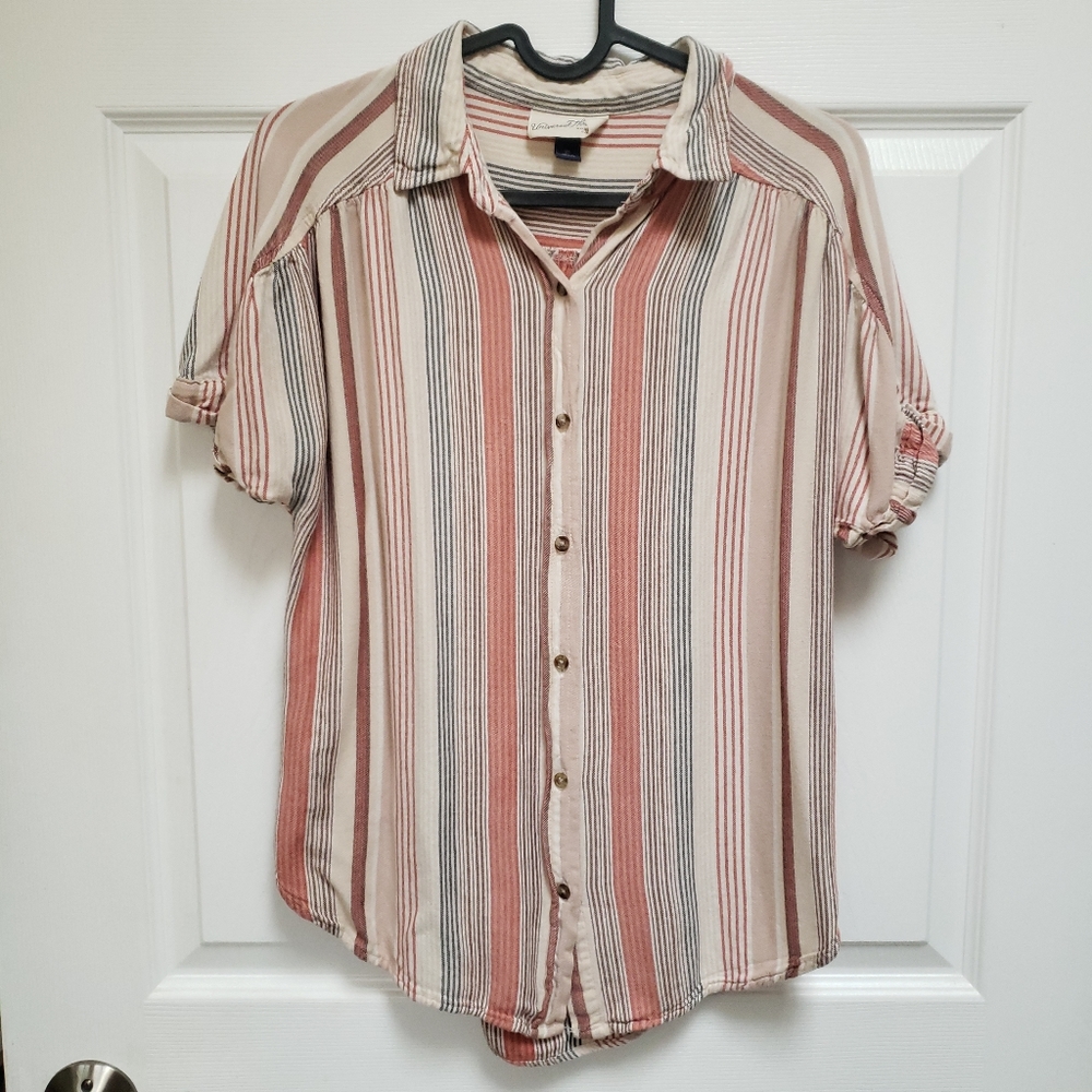 Universal Thread Multicolor Striped Soft Cuff Sleeve Button Front Shirt